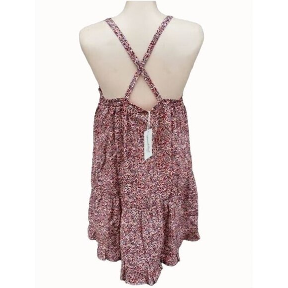 Universal Thread Womens Mini Dress Criss Cross Back Short Pintuck Pink Floral M - Picture 2 of 8